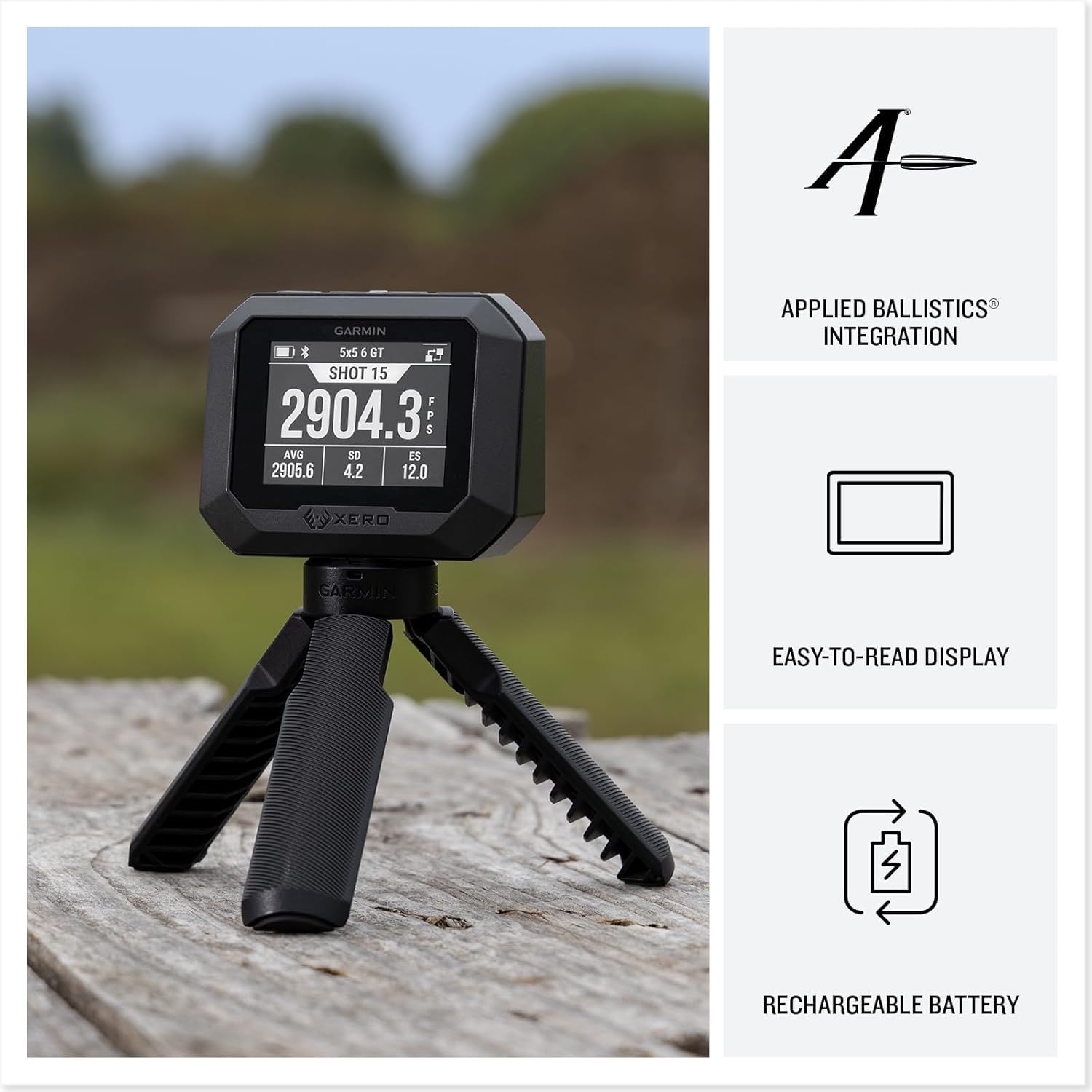 Garmin Xero C2 cronografo balistico | Cronografo compatto e affidabile traccia fino a 10 scatti al secondo, letture istantanee da 100 a 5000 fps con treppiede e custodia serie Siganture