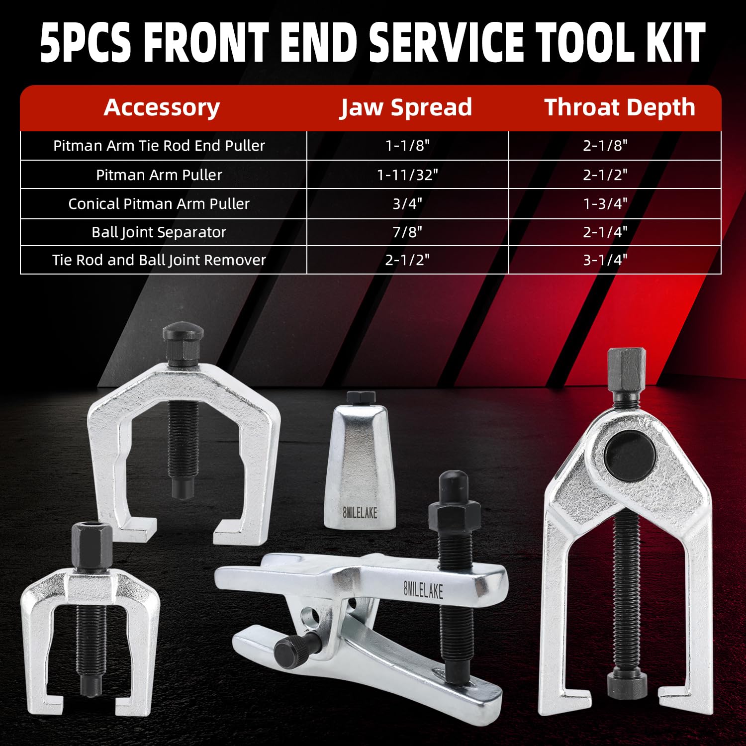 FreeTec Separator przegubów kulowych Pitman Arm Tie Rod Ściągacz Ściągacz Ściągacz Przedni Zestaw narzędzi serwisowych