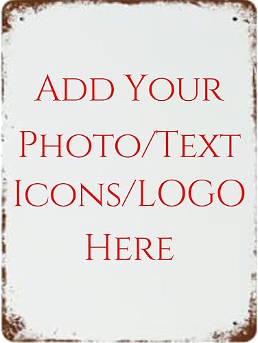 Letrero de metal personalizado con tu propia imagenlogotexto, letrero de hojalata retro de estilo vintage personalizado para pared al aire libre,