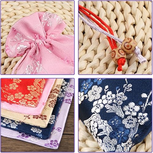 Miniatura 3 de 20 bolsas de seda con cordón, bolsa de joyería bordada de brocado de seda china, bolsa de joyería para boda, 4.7 x 5.9 pulgadas
