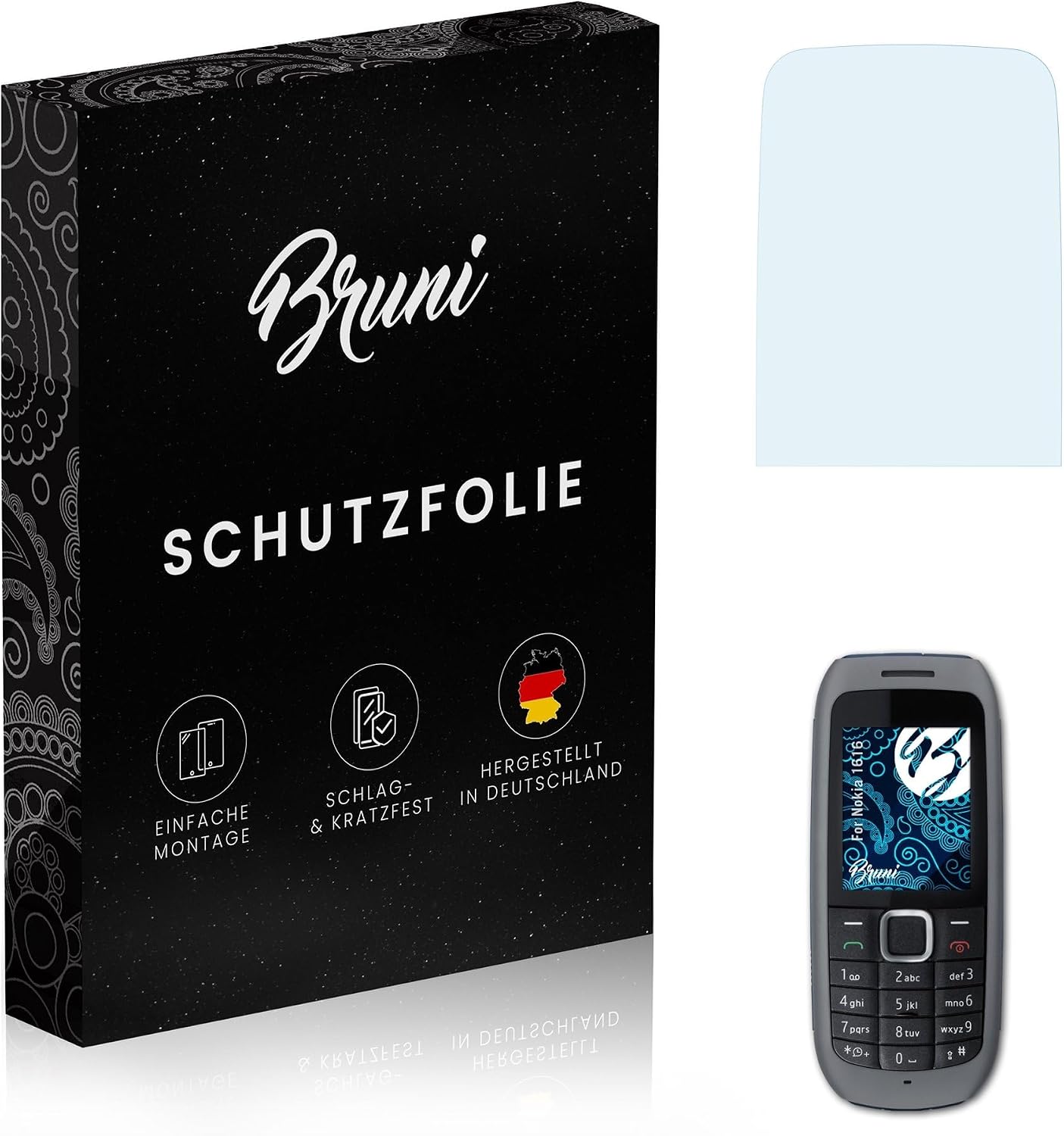 Bruni Screen Protector compatible with Nokia 1616 Protector Film, crystal clear Protective Film (2X)