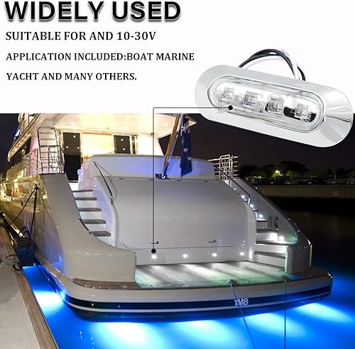 Miniatura 3 de PSEQT Luces LED impermeables de 3.8 pulgadas, cortesía, interior, cubierta, navegación, travesaño, popa, iluminación de cabina para pontón, barco de
