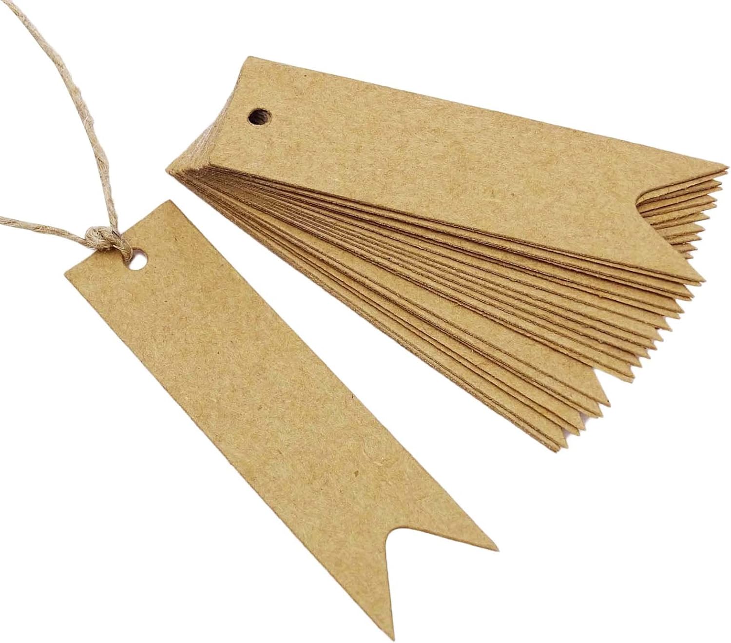 500 PCS Rectangular Shape Kraft Paper Bonbonniere Wedding Favor Tags Blank Hang Tag with Free Natural Jute Twine