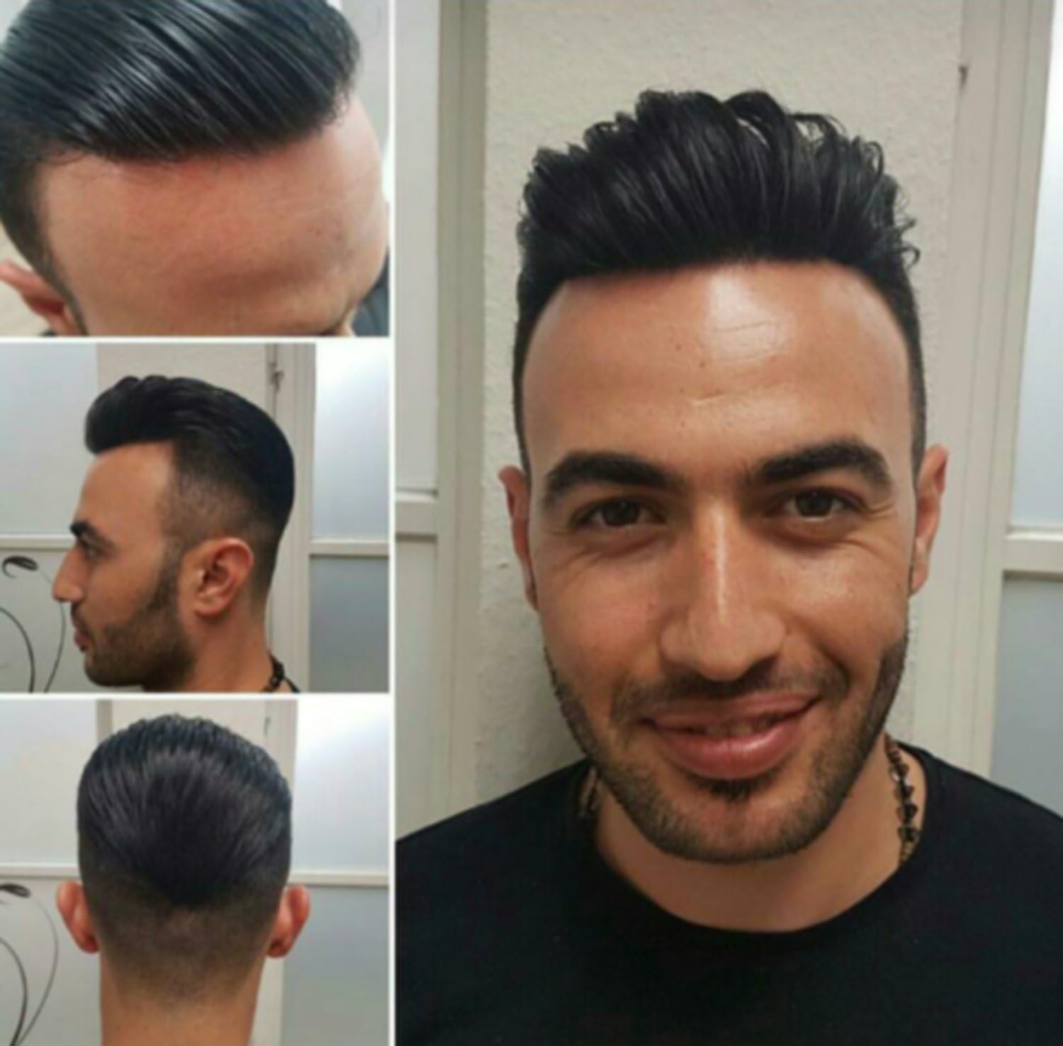 Deewin European Virgin Human Hair Toupee for Men with Thin Skin PU 8"x10" Straight Hair Pieces for Men (1B)