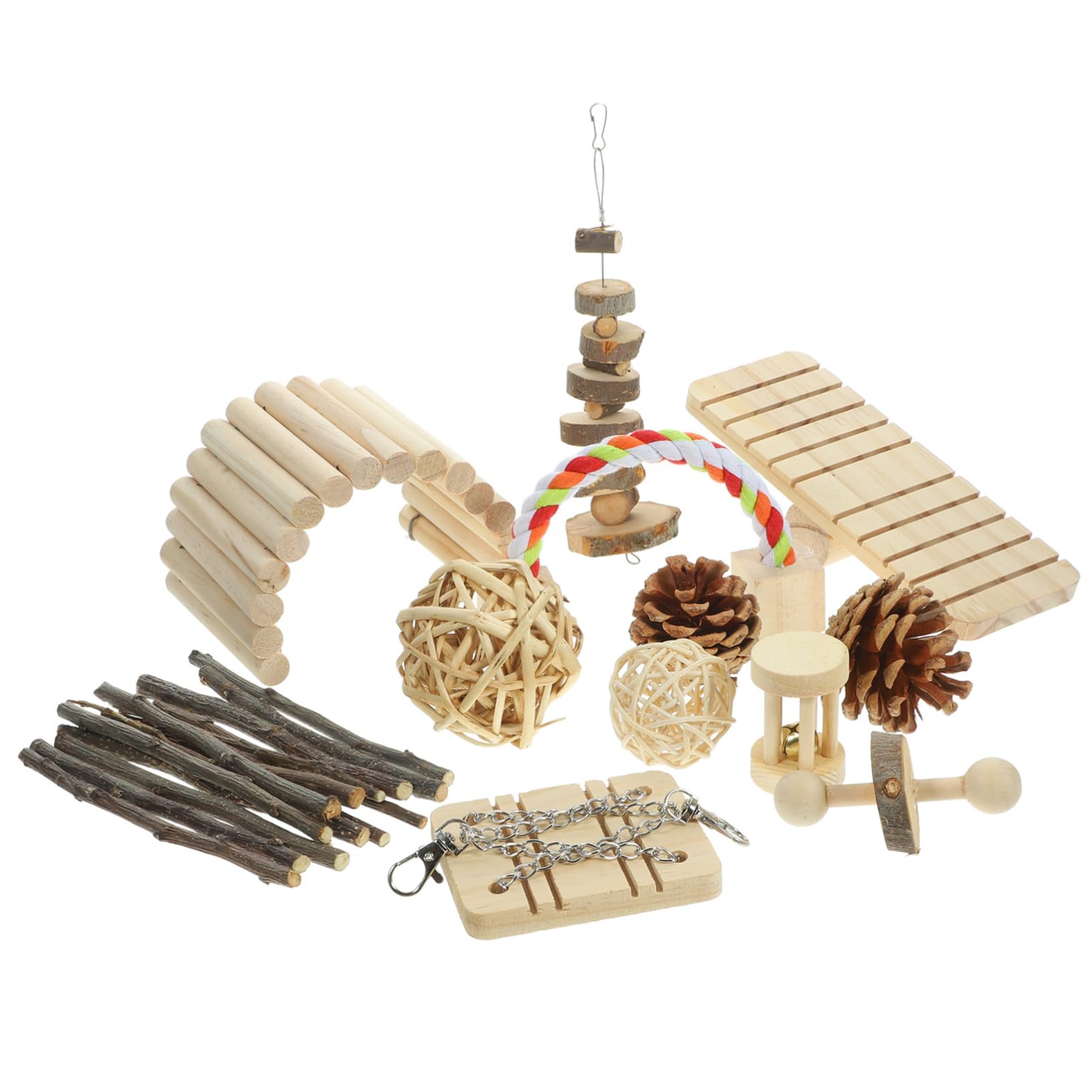 BESPORTBLE 1set Giocattolo Per Criceti Legno Set Di Giochi Masticabili Per Piccoli Animali Altalena e Dondolo Per Criceti e Conigli Giocattoli Naturali Per Masticare e Salute Fisicaconfezione