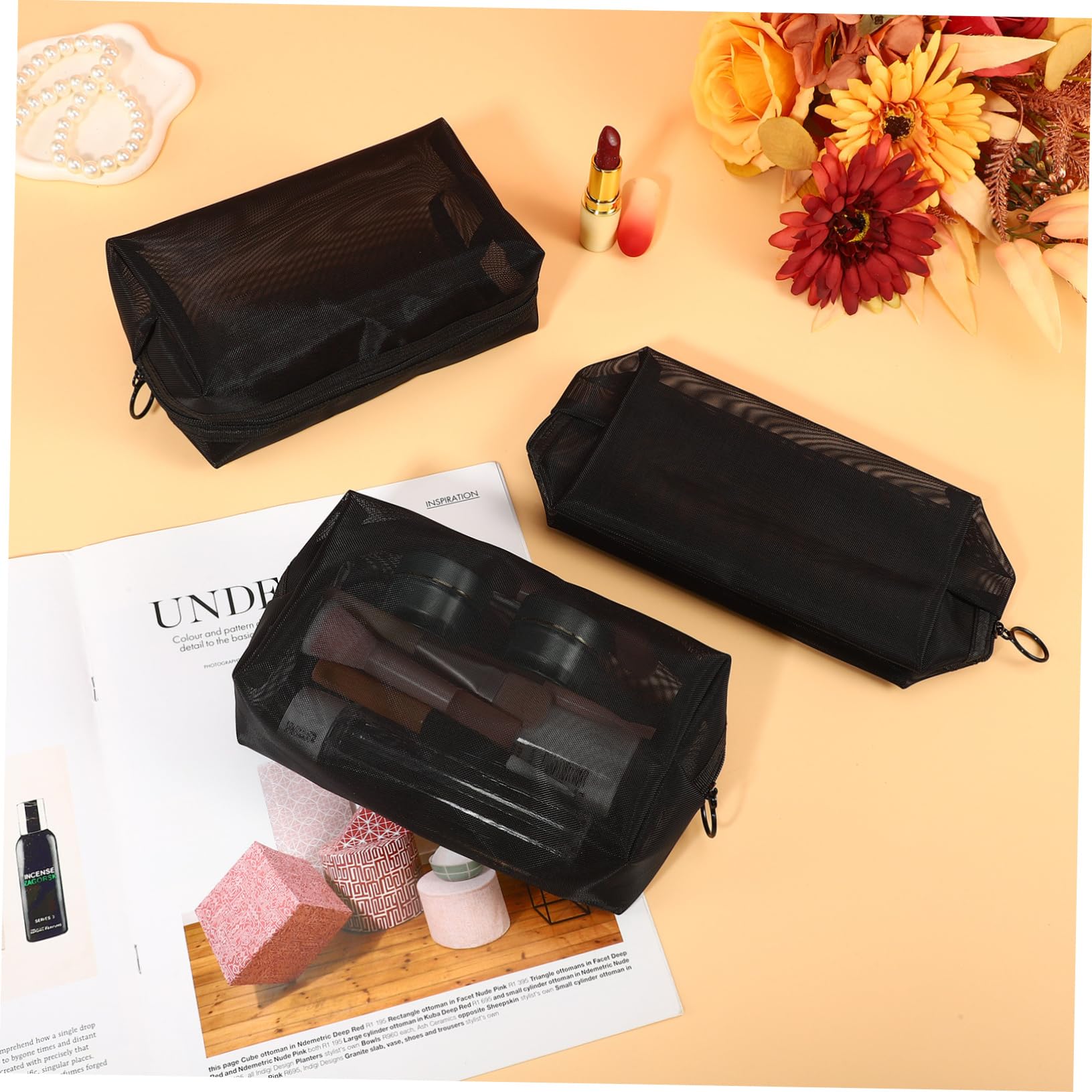 Didiseaon 15 Pièces Cosmétique De Voyage Organisateur Pochette en Maille De Vanité Femmes De Maquillage D'Articles Divers De Rangement De Voyage De Pinceau De