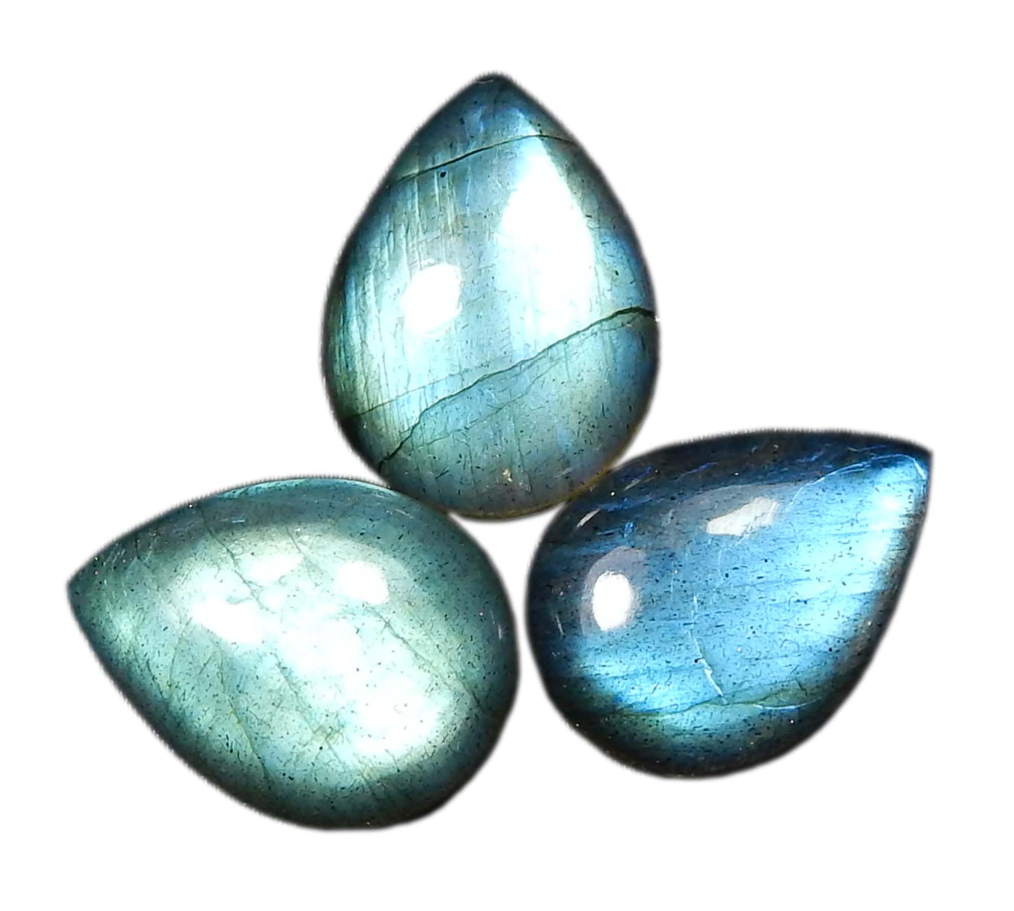 Natural Labradorite 12x16mm pear cabochon blue fire AAA quality loose calibrated gemstones for making jewelry 3 pcs box