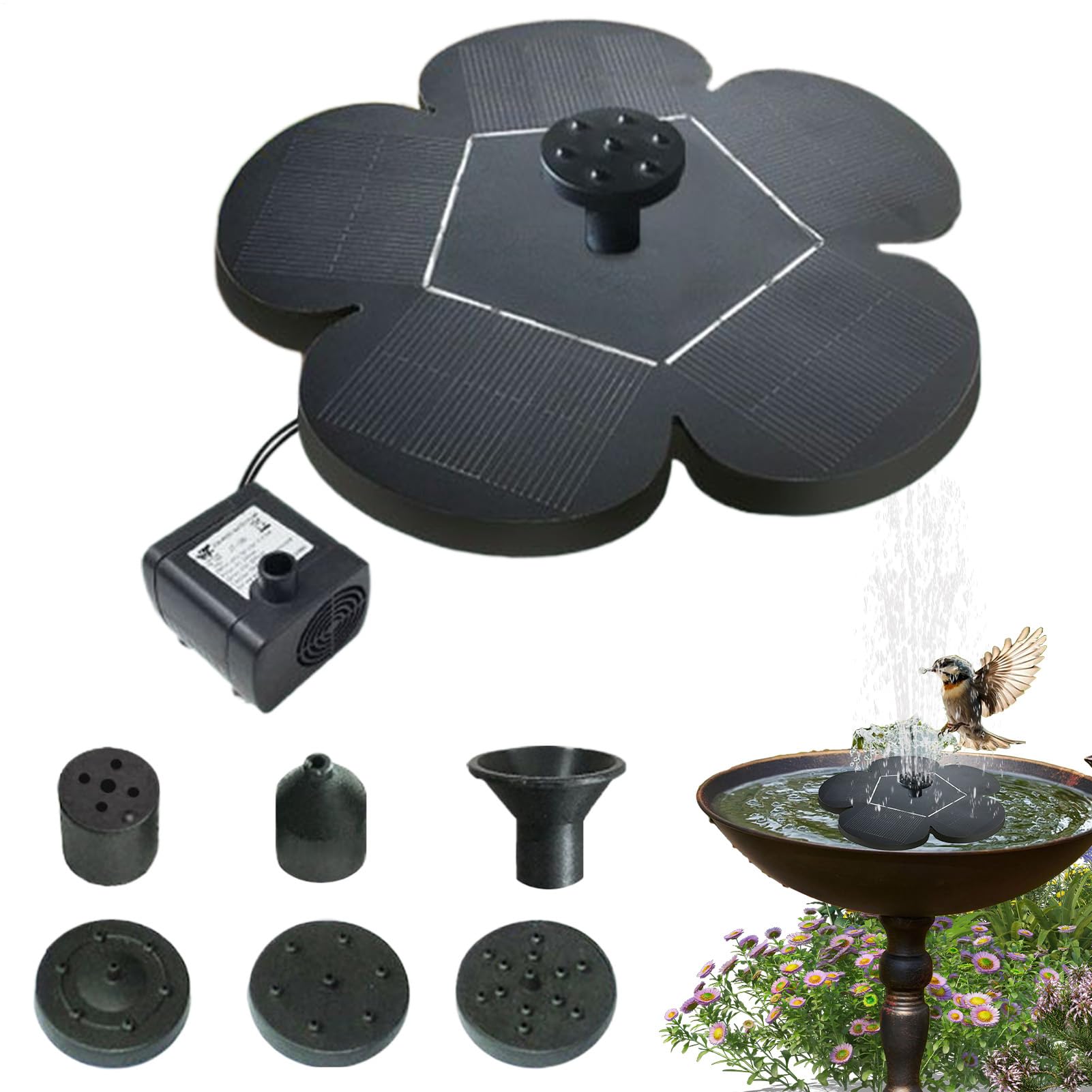 Fontaine solaire pour bain d'oiseaux pour remplacer les pompes de jardin bruyantes
