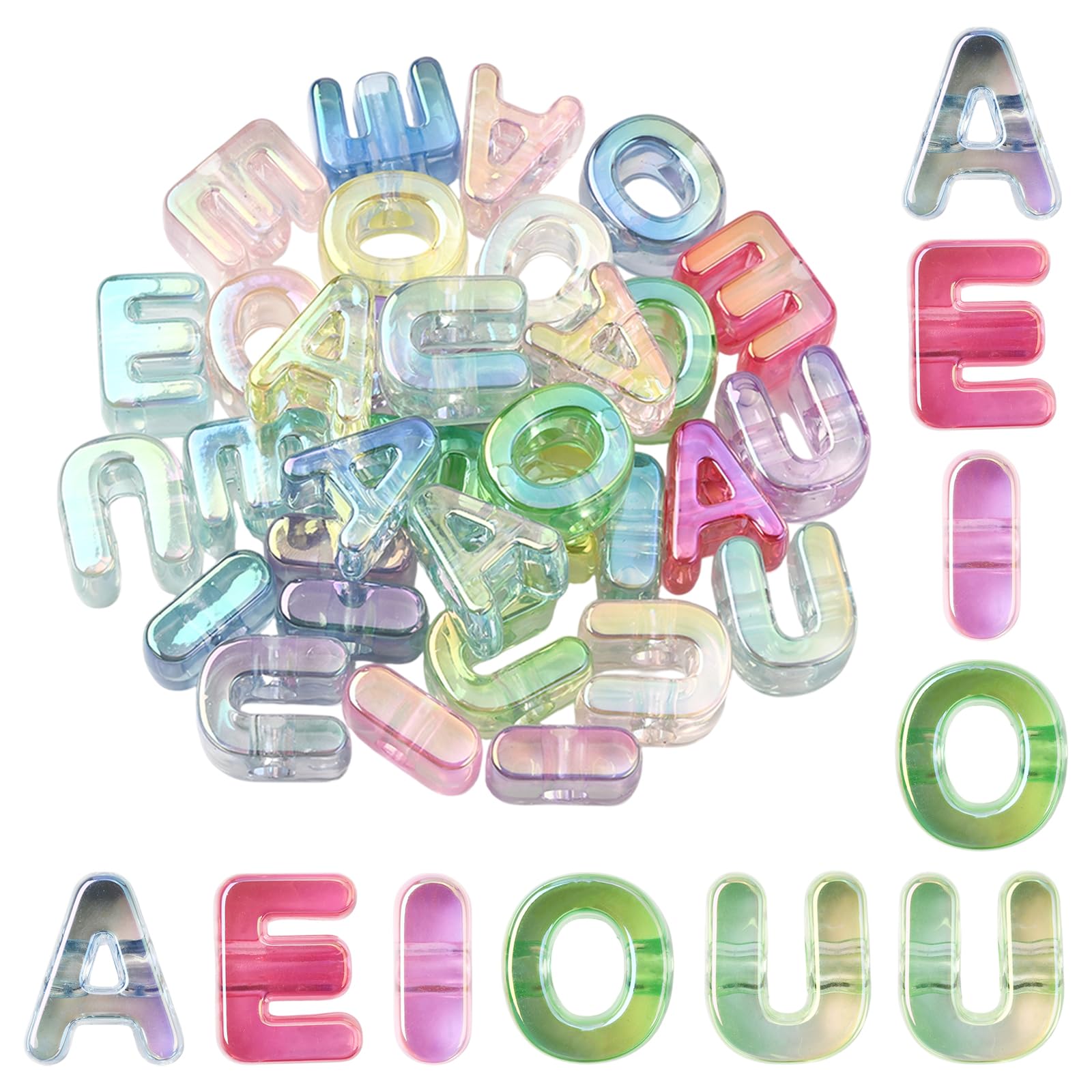 LEGENTLISUR 40pcs Large Letter Beads for Jewelry Making Acrylic Alphabet Initial Beads for Bracelets Keychain DIY Accessories