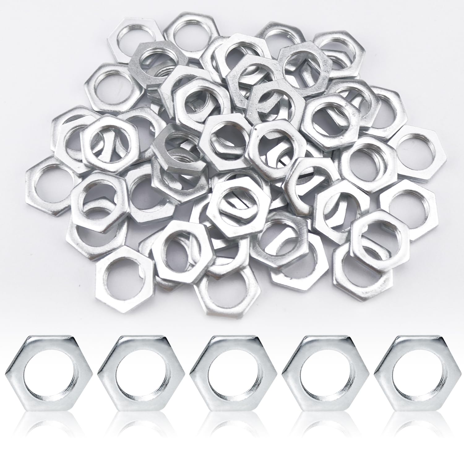 Set di 60 Dadi Esagonali M12x1 Dado Esagonal Acciaio Zincato con Filettatura Fine per Viti bulloni Filettati e Barre Filettate (M12 x 1mm)