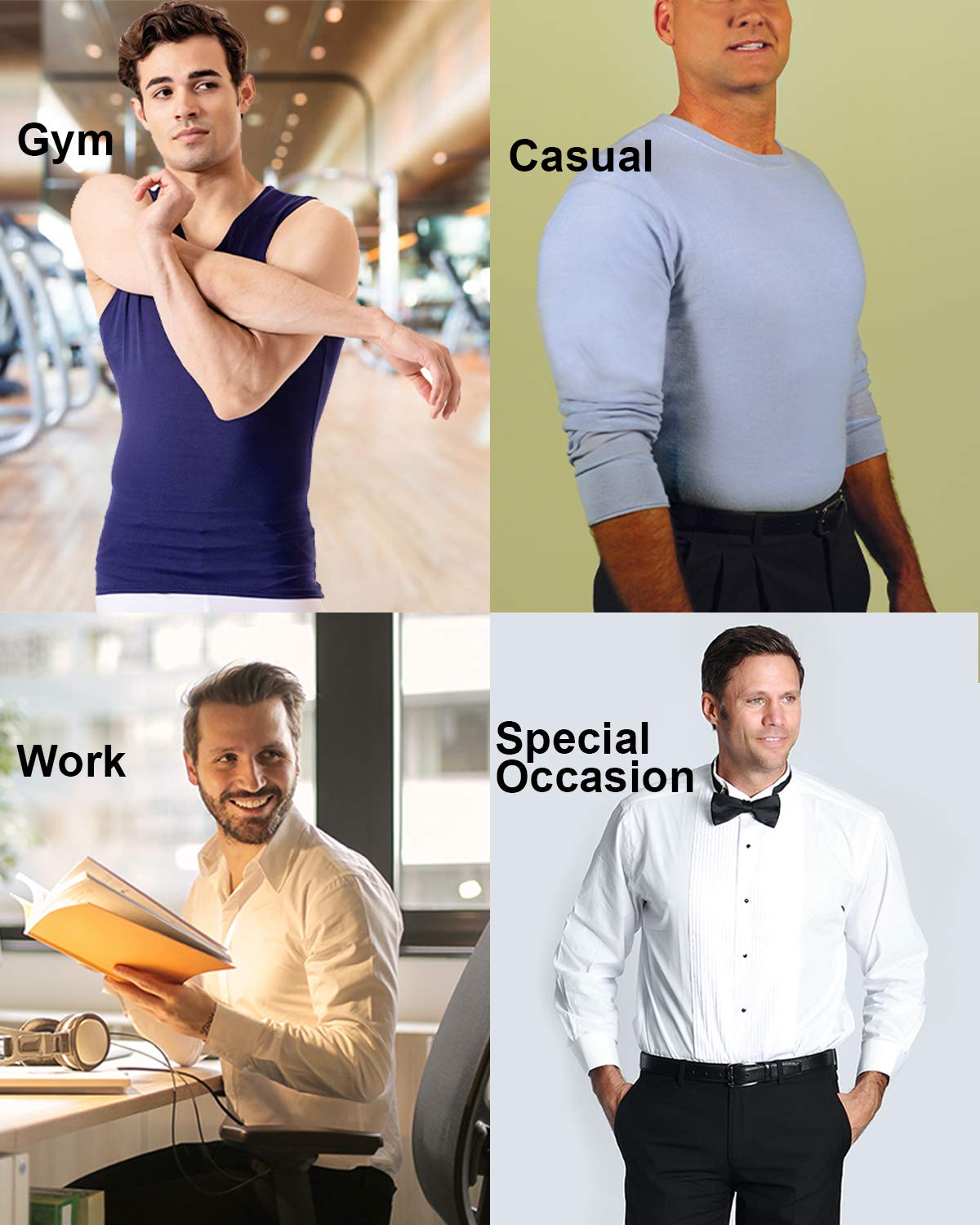 Insta Slim Camiseta de compresión sin mangas con cuello en V para hombre, camiseta interior adelgazante
