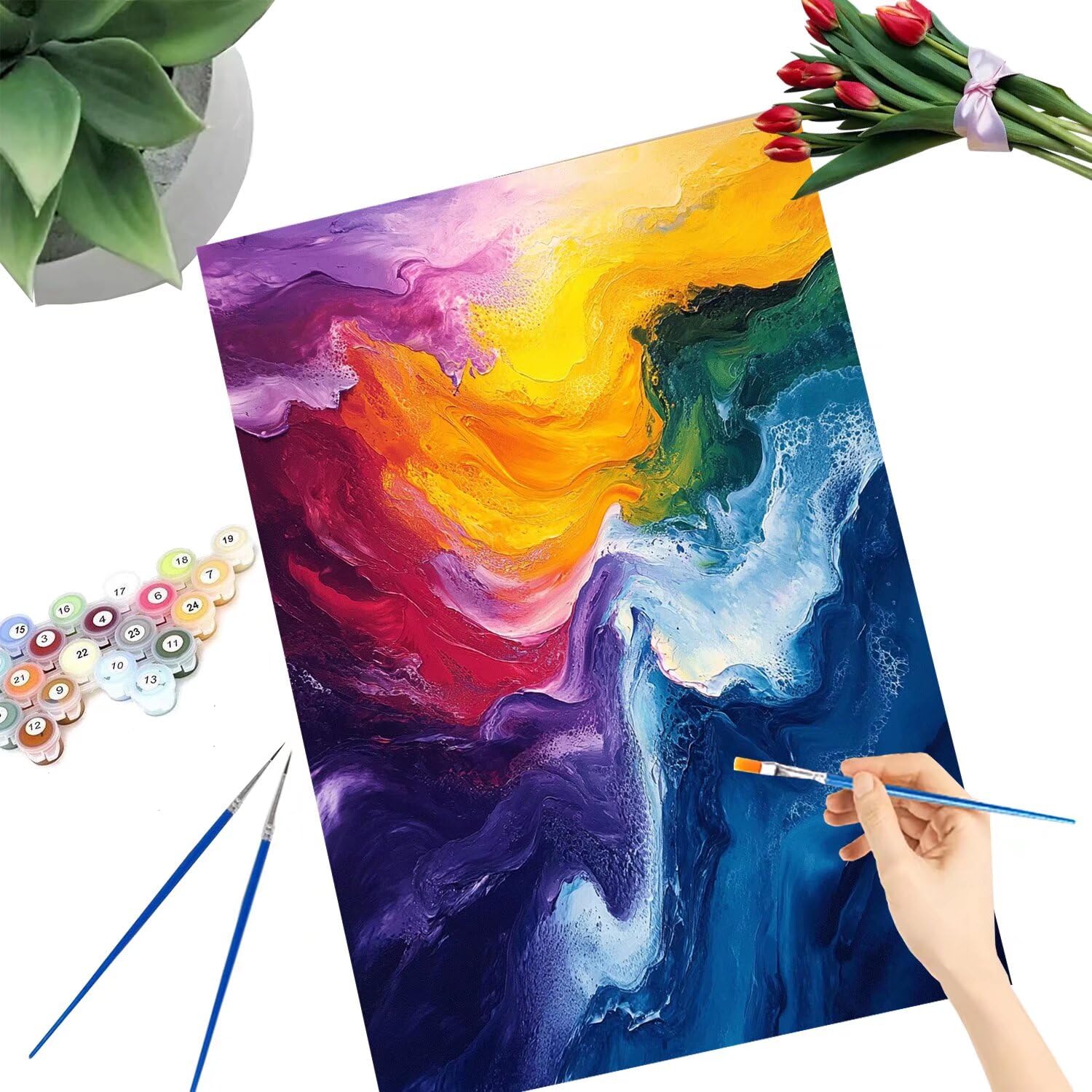 Pintar por Numeros Adultos pintar por numeros niños manualidades niños 10 años, DIY Pintar por Números de Pincel y Pintura acrílica Decoraciones para el Hogar Manualidades, sin Marco 60x80cm C-160