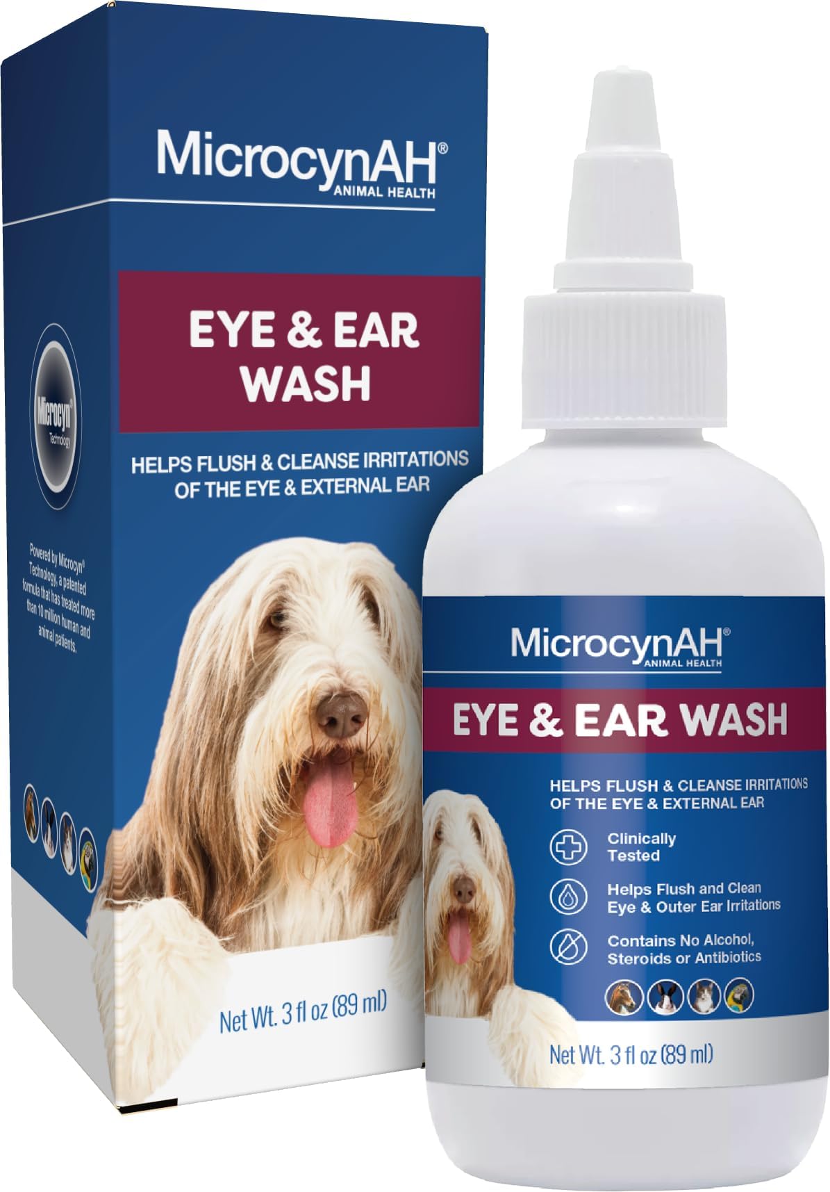 MicrocynAH Ear & Eye Wash, 3 oz