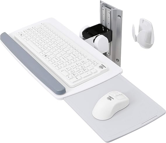 حامل لوحة مفاتيح Ergotron Neo-Flex على الحائط، صينية لوحة مفاتيح قابلة للتعديل باللون الأبيض