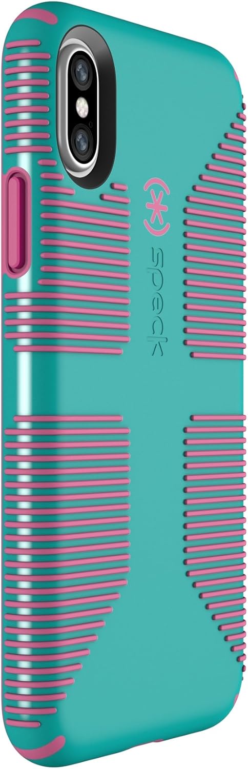 Speck Products CandyShell Grip Cell Phone Case for iPhone XS/iPhone X - Caribbean Blue/Bubblegum Pink