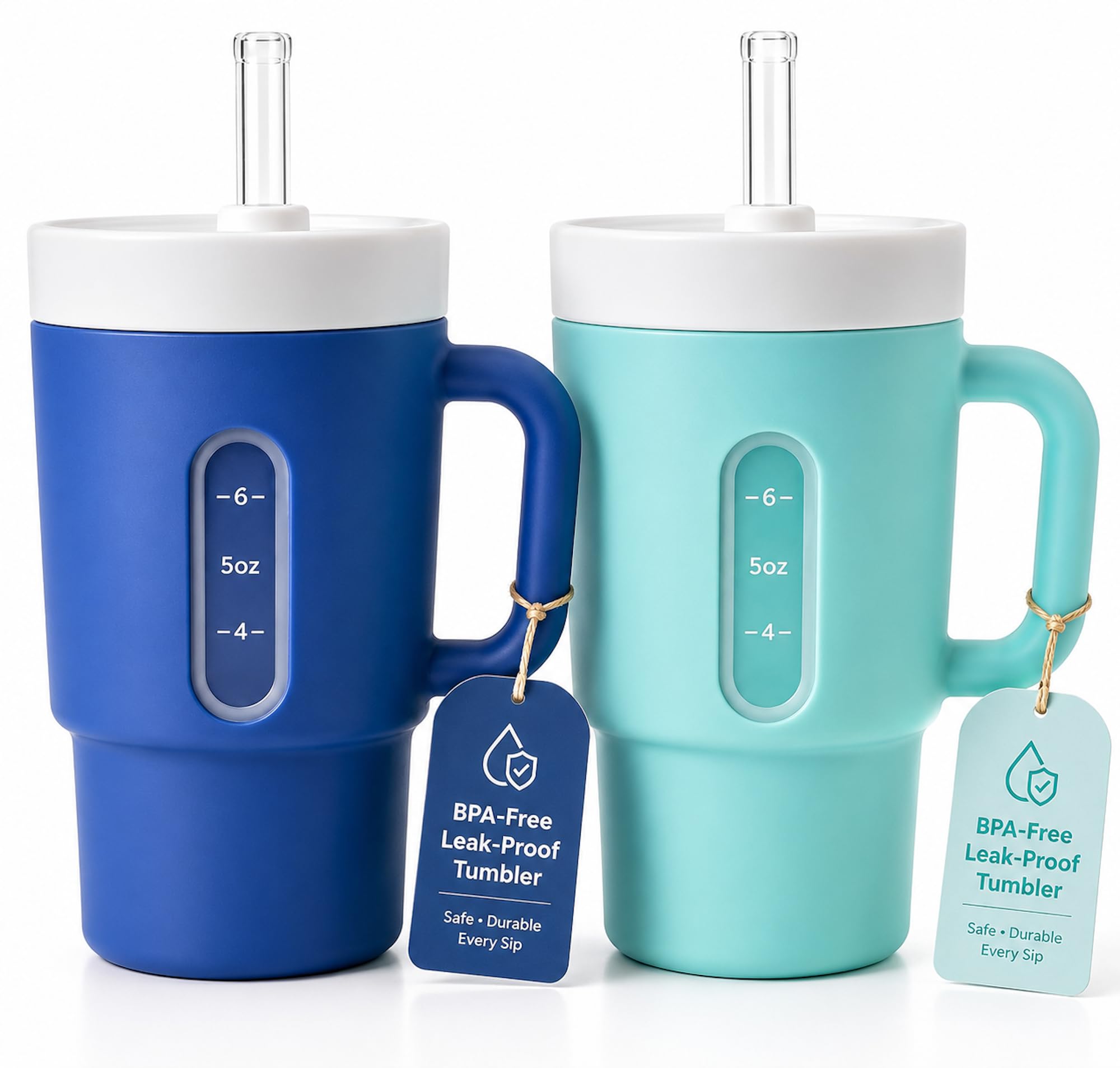 DeeCoo 7oz Silicone Sippy Cup with Straw, BPA-Free, 2-Pack