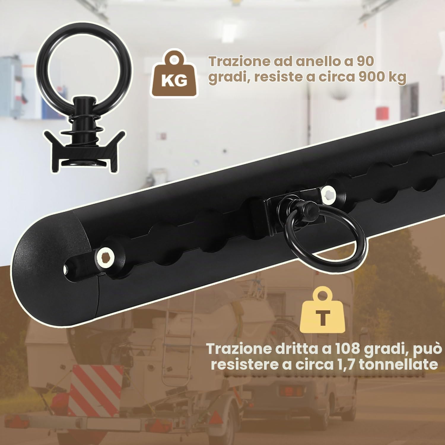 4 x 1 m rotaia airline in alluminio, forma semicircolare con fori, guida di ancoraggio anodizzata con 10 occhielli e 8 tappi terminali, fissaggio del carico per rimorchi, auto e camper