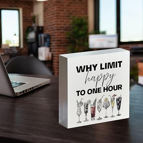 Miniatura 4 de Letrero de madera de Happy Hour  Decoración de carrito de bar de alegría, decoración de comedor, letreros de bar de cóctel para el hogar, accesorios