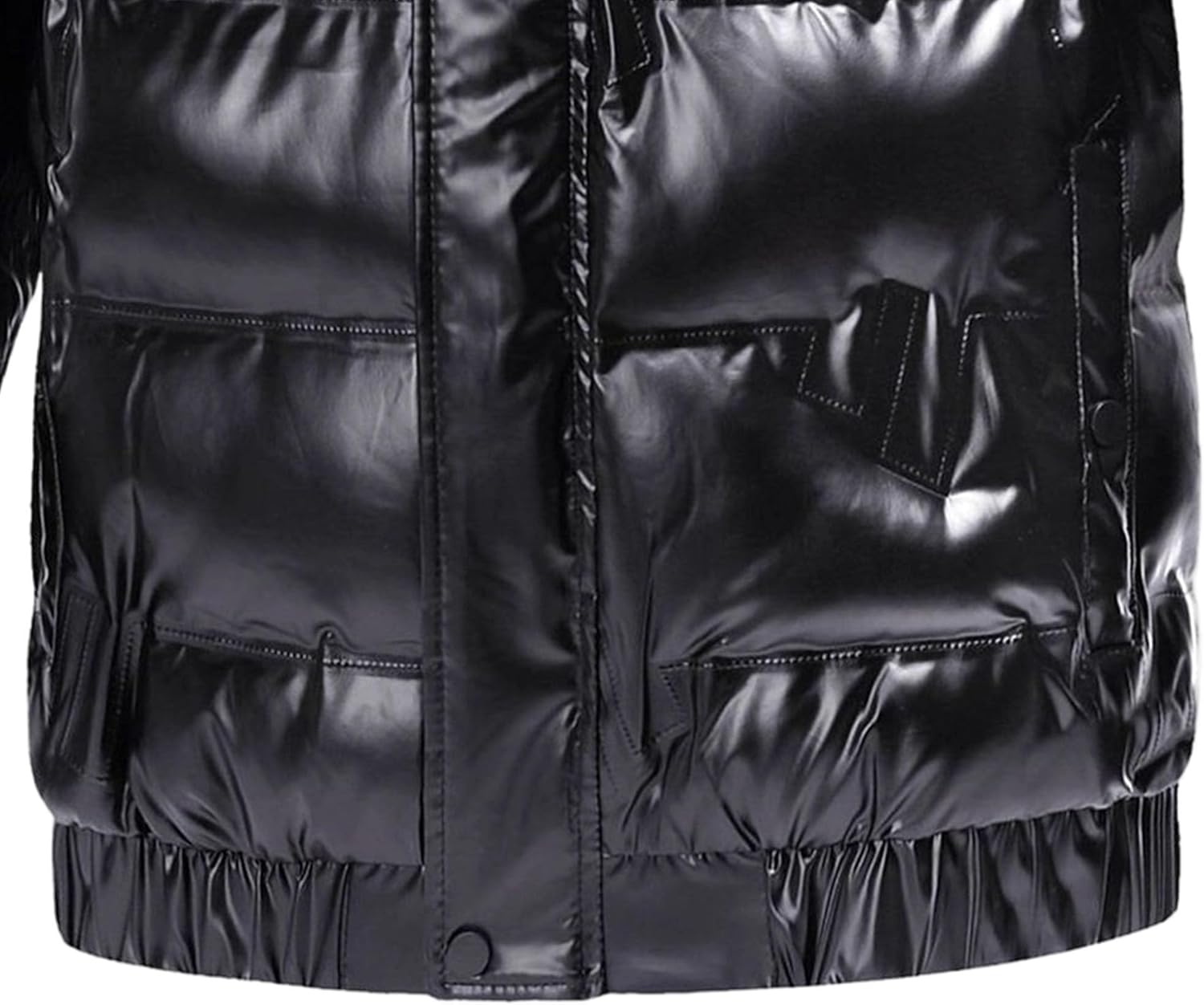 Coat Puffer Winter Warm Men Puffer Coat Shiny Hooded Reflective Padded Plus Size Bomber Down Jacket