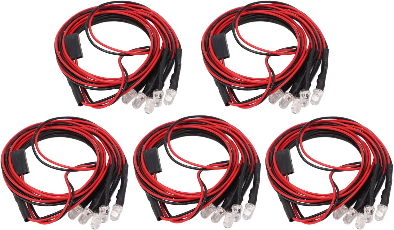 5mm White RC Car LED Lights Kit, Super Bright Remote Control Vehicle Headlights and Taillights with 25 Lamp Beads for Hsp Axial SCX10 D90 HPI