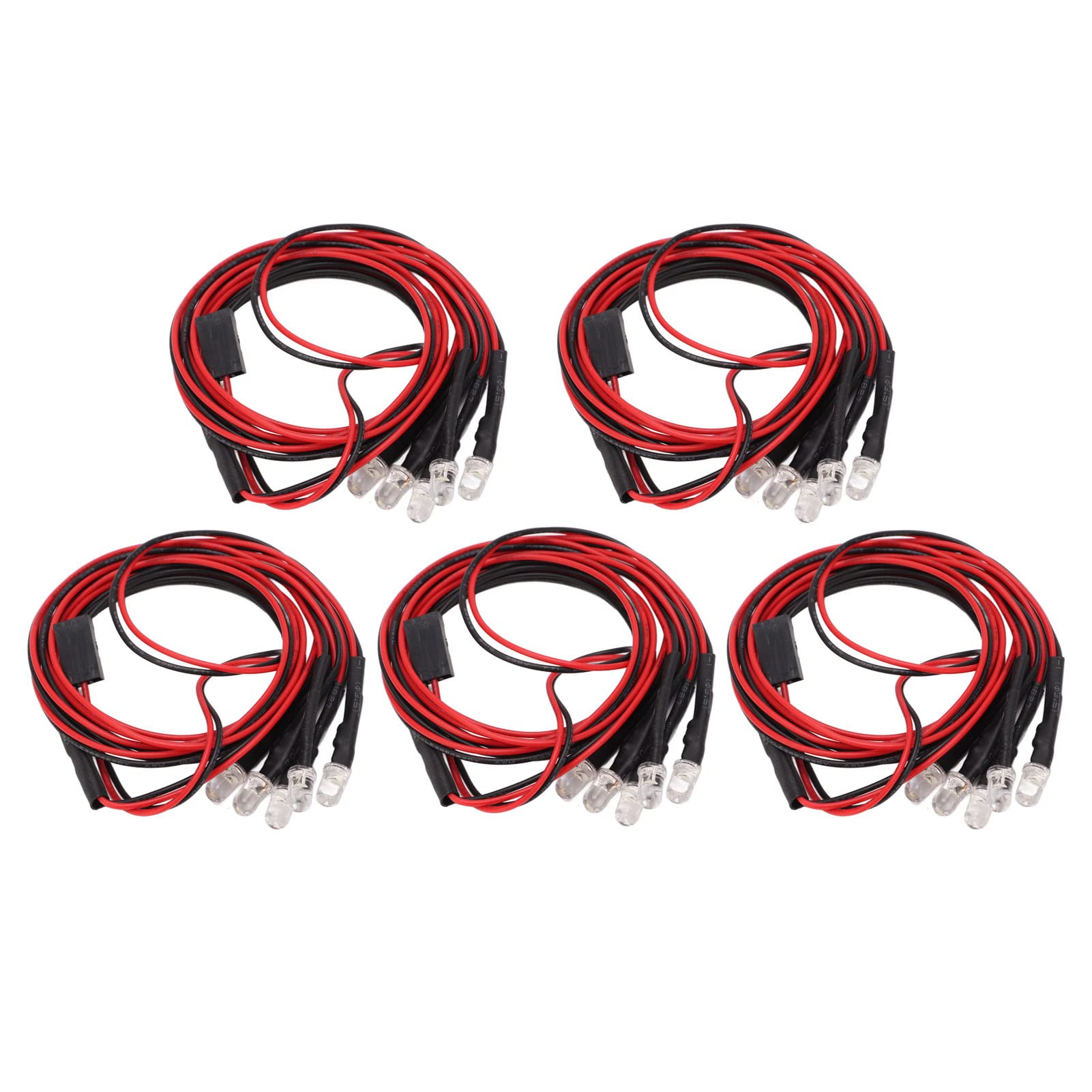 5mm White RC Car LED Lights Kit, Super Bright Remote Control Vehicle Headlights and Taillights with 25 Lamp Beads for Hsp Axial SCX10 D90 HPI