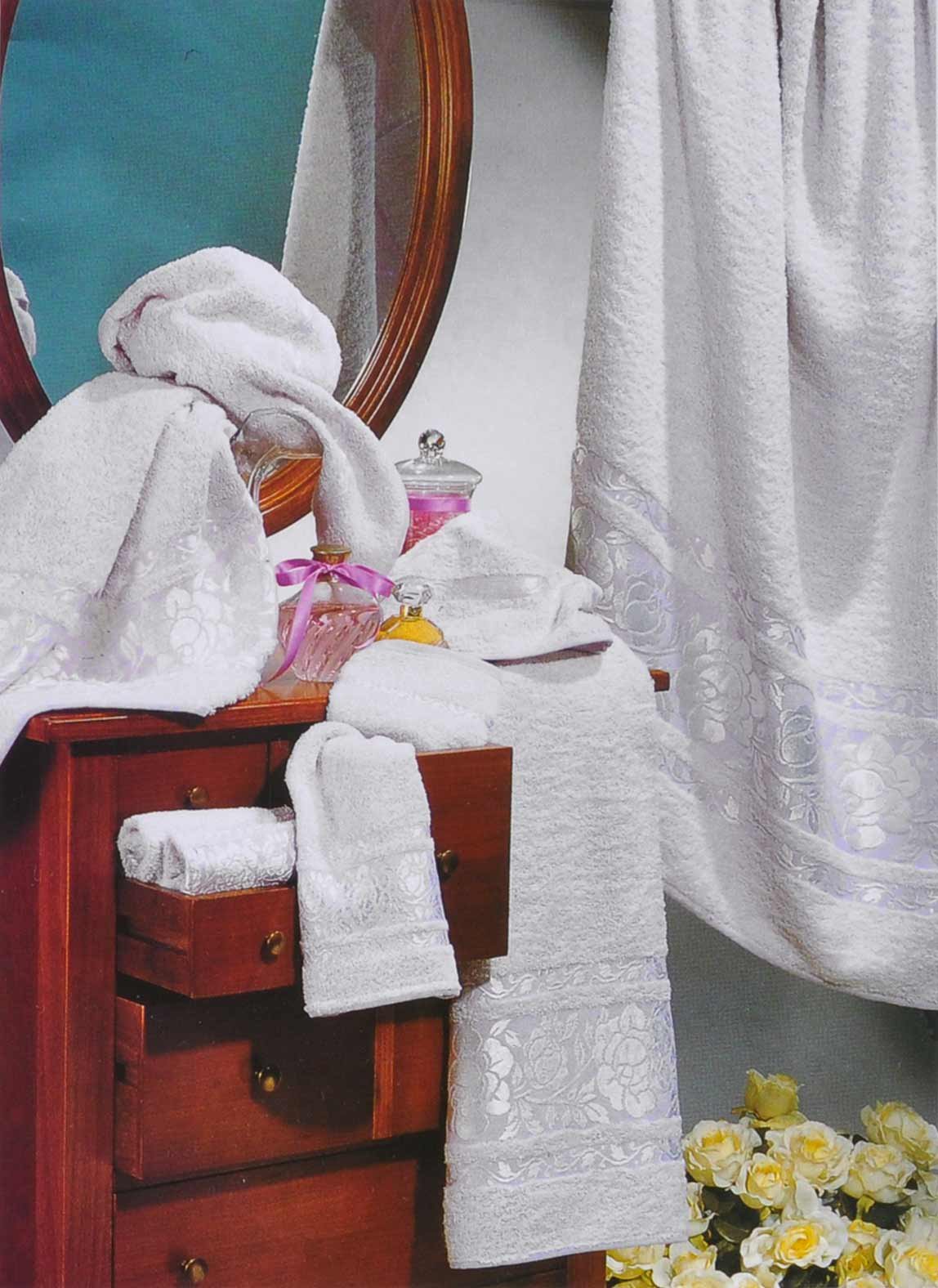 Casatessile Rose Set 5 pz Asciugamani Coordinati Set Asciugamani Bagno in Cotone - Rosa