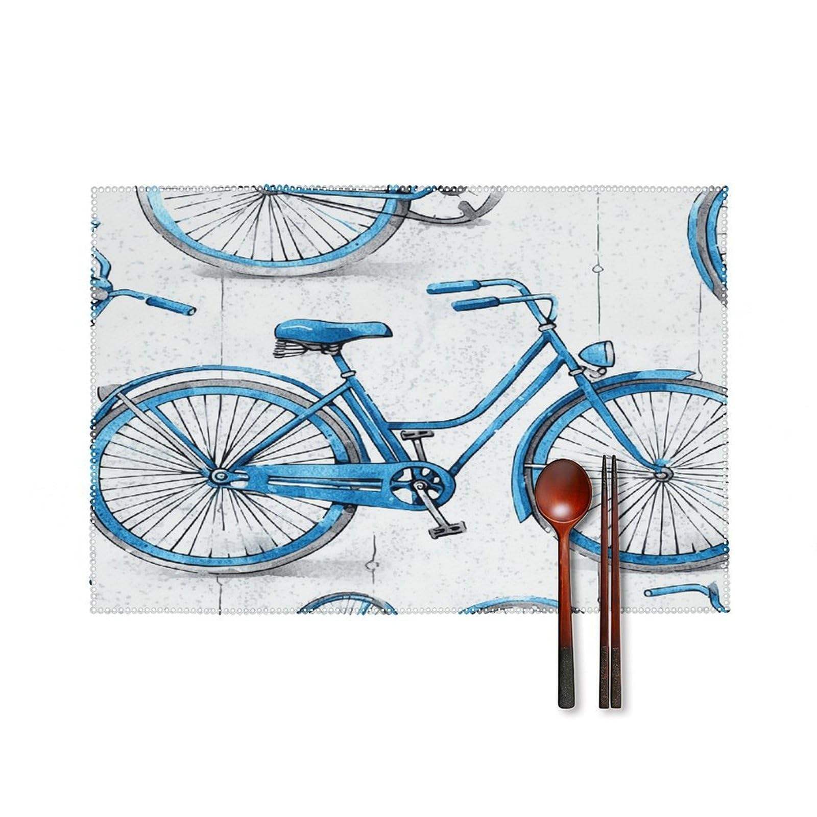 Fodpand Style Blue Bicycle Placemats Set Of 4 Place Mats Table Mats