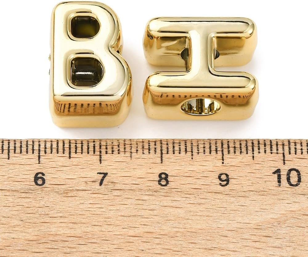 DanLingJewelry 200Pcs Random Large Hole UV Plating Acrylic Alphabet Beads Golden Color Capital Letter A-Z Beads for DIY Bracelet Necklace Earrings