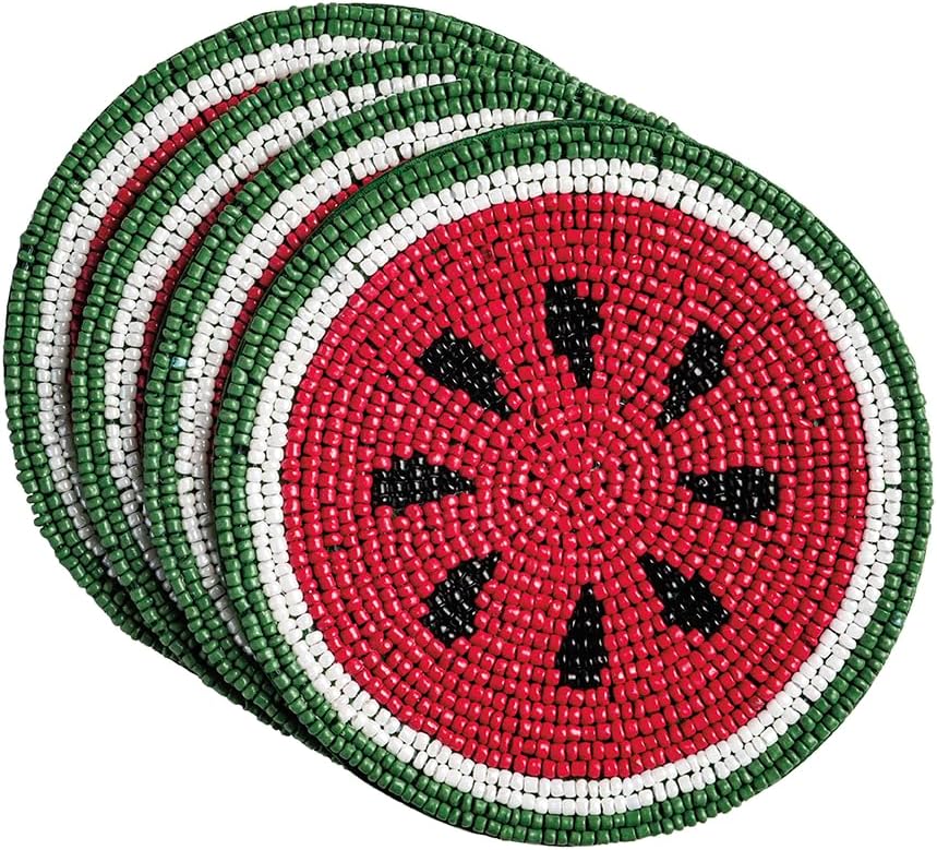 Mud Pie Yellow Lemon Beaded Fruit Coaster