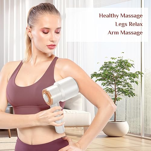 Miniatura 2 de LINTENG Pistola de masaje, masajeador eléctrico inalámbrico para abdomen, cintura, piernas, brazos y glúteos, masajeador corporal con dos cabezales