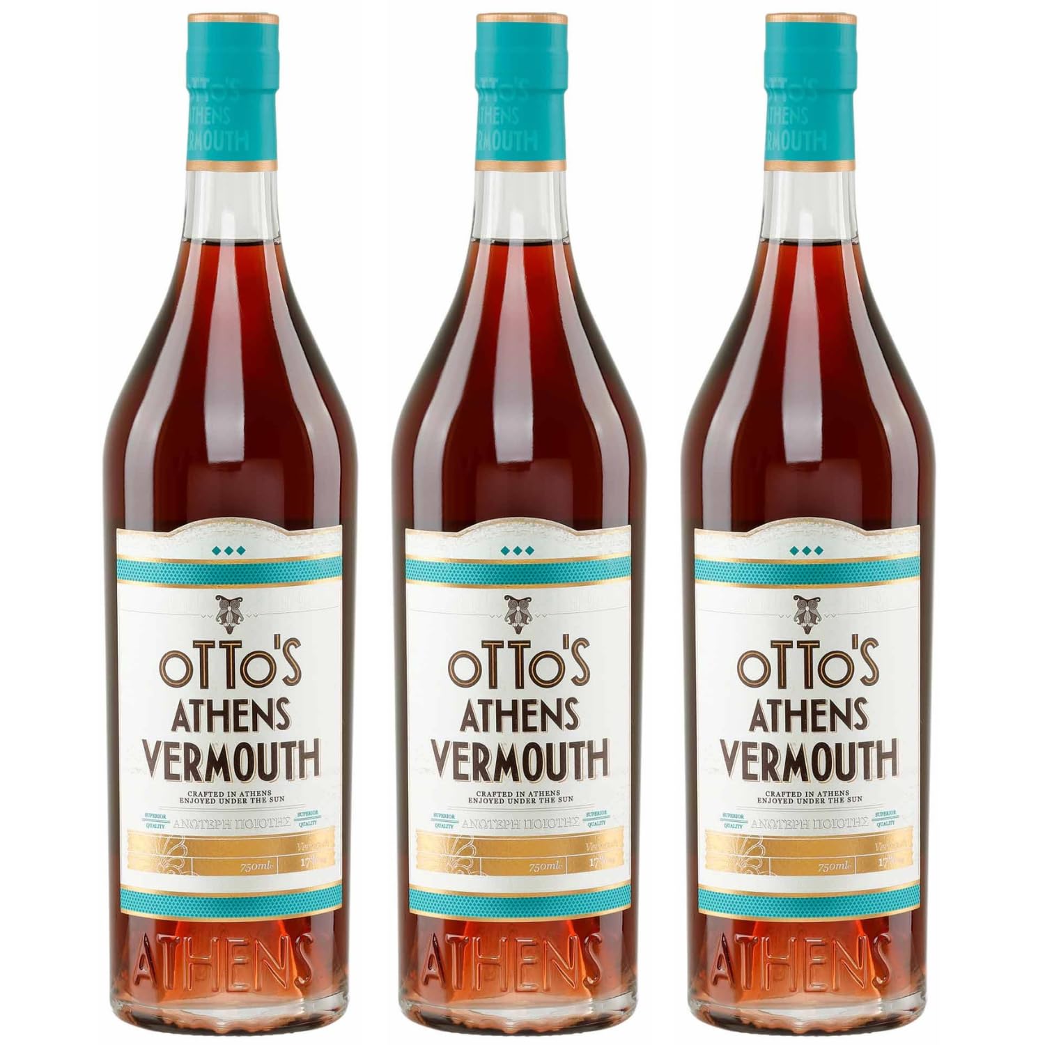 Otto's Athens Vermouth 3x 0,75l | Destellerie D&S Concepts | 17% Vol. | Griechischer Vermouth mit langer Tradition | +20ml Jassas Olivenöl
