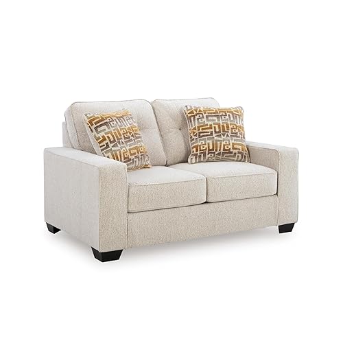 Fanciful Contemporary Loveseat with Loose Seat Cushions and 2 Accent