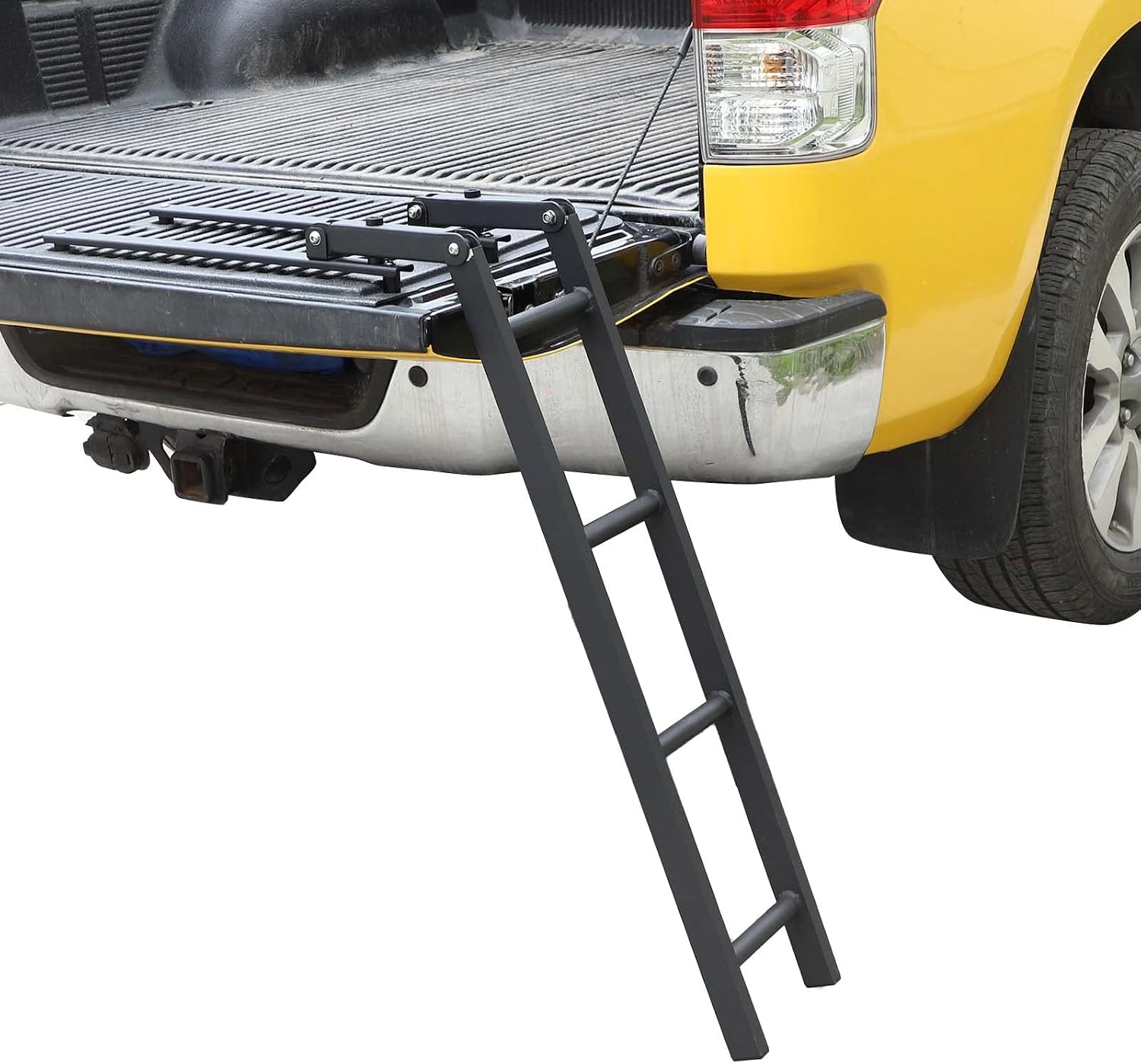 Car Rear Ladder Tail Door Ladder Climbing Compatible with Toyot@ Tundra 2007-2021,Aluminum Tailgate Ladders Kit,Foldable Tailgate Ladder Accessories Black