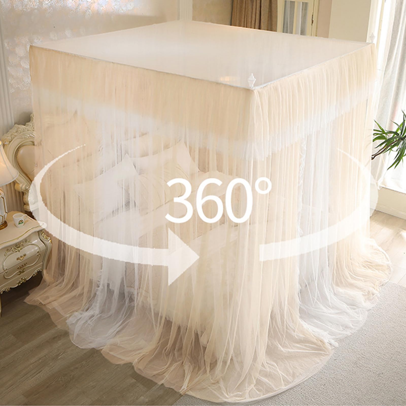 Rideaux Lit Baldaquin Quatre Coins,Voilage Baldaquins,Rideaux Lit Style Princesse Quatre Coins,Solide Et Durables,Convient La DéCoration Chambre Filles Et Dadultes
