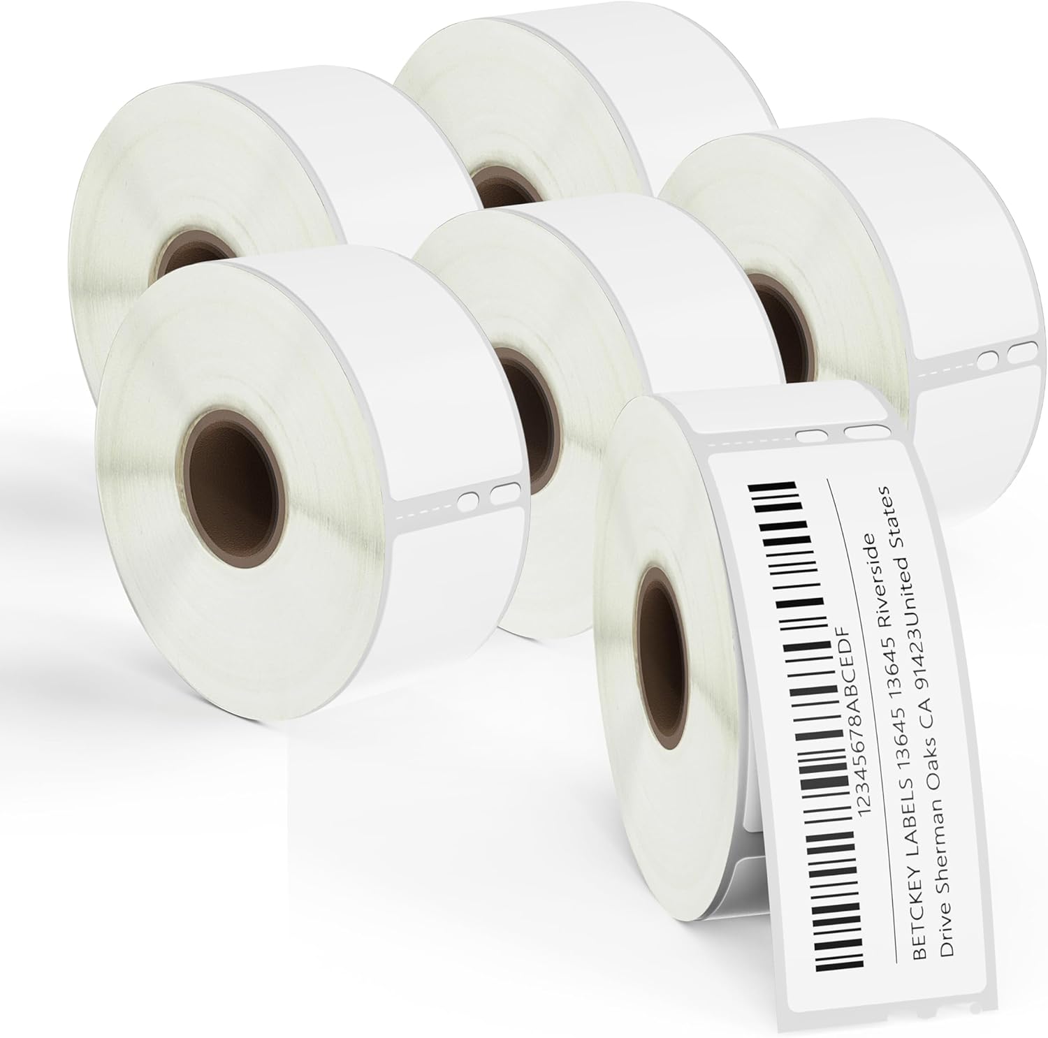 BETCKEY - Removable Film Label Replacement for DYMO 30252 (1-1/8" x 3-1/2"), Durable Waterproof Address Label - Compatible with Rollo, DYMO 450, 4XL & Zebra Printers[6 Rolls/2100 Labels]