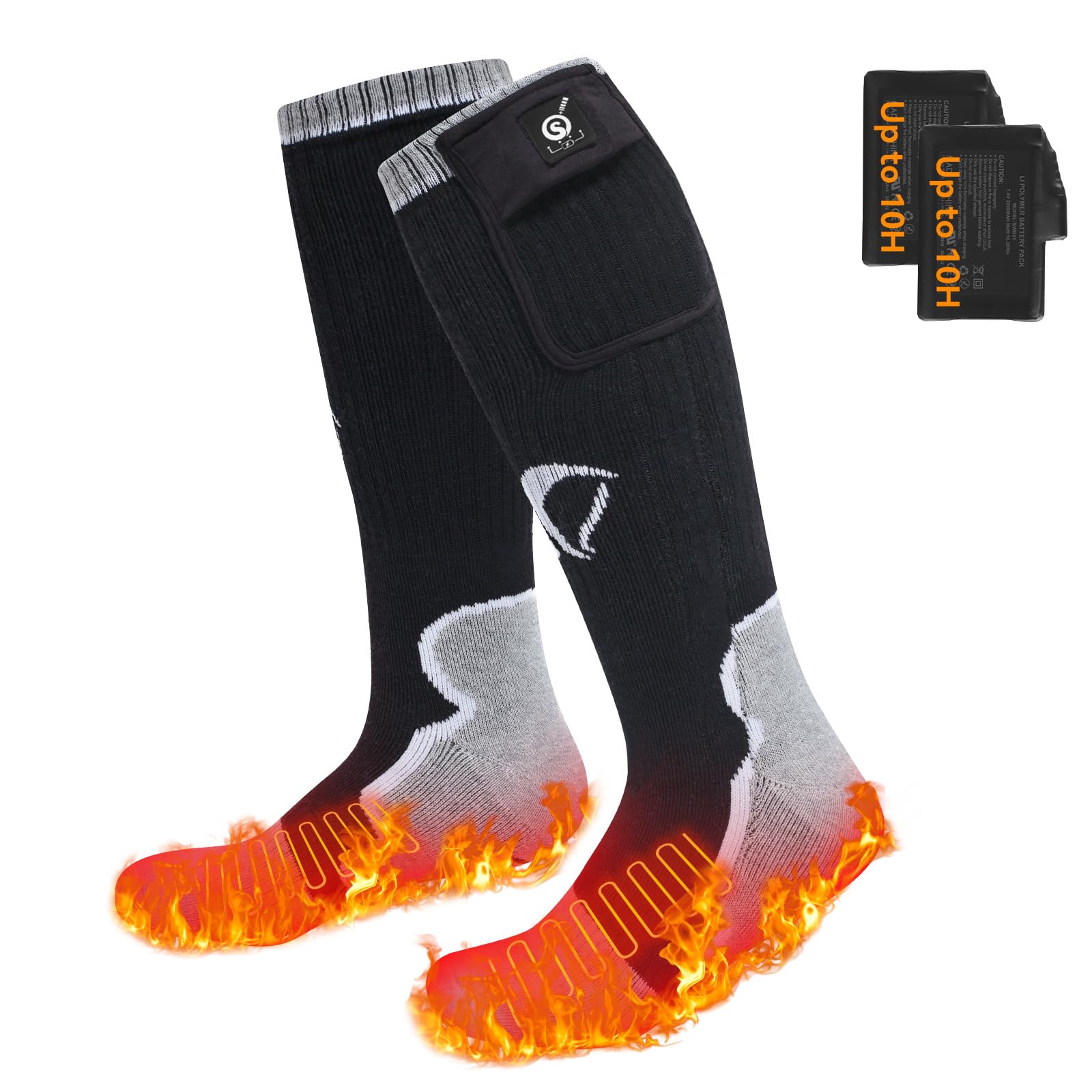 DAY WOLF Electric Heated Socks for Men Women with 3 Heat Levels Up to 10 Hours Rechargeable Battery Powered Warm Socks 2 * 2200mAh Thermal Socks Foot