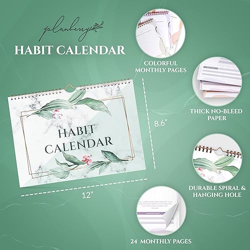 Miniatura 5 de PLANBERRY Calendario de hábitos  Rastreador de hábitos de 24 meses con páginas coloridas  Diario de hábitos diario inspirador  Planificador mensual