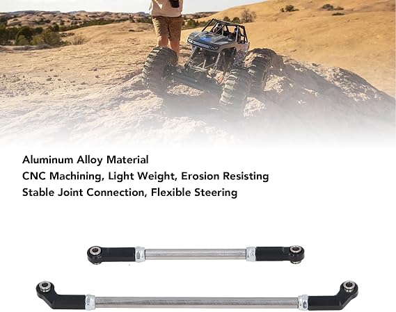 RC Steering Links Kit High Performance 104mm Steering Rods for VP F10 1/10 RC Cars Aluminum Alloy (Black)