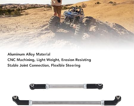 RC Steering Links Kit High Performance 104mm Steering Rods for VP F10 1/10 RC Cars Aluminum Alloy (Black)