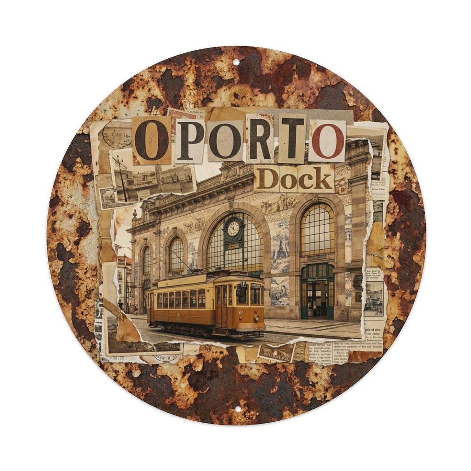 Vintage Travel Oporto Portugal Marina Metal Tin Sign