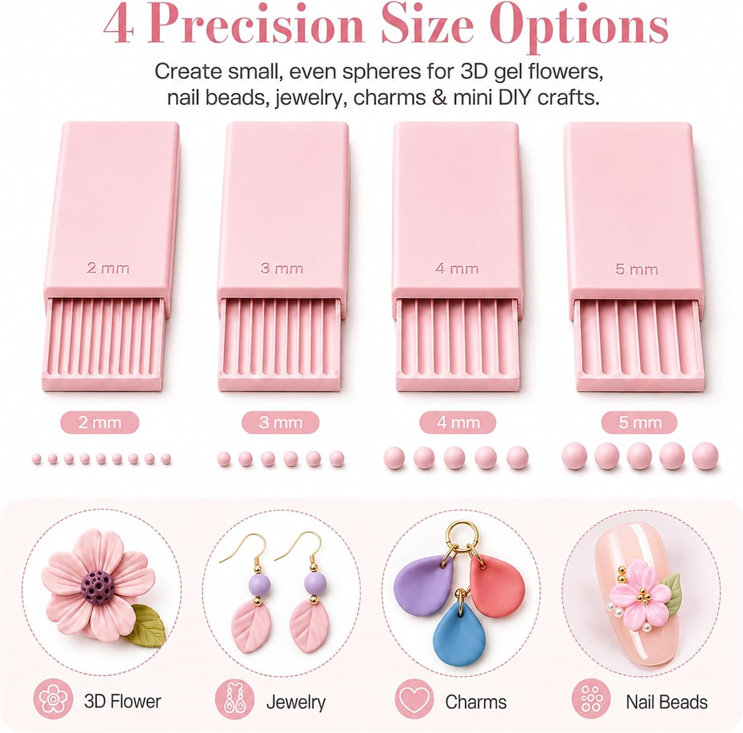 3D Print Clay Gel Ball Maker Tool,Nail Art Bead Roller for 3D Gel Flowers