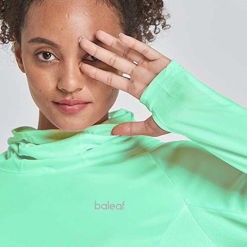Miniatura 5 de baleaf Camiseta de natación de manga larga para mujer con cubierta facial UPF 50+, camisetas de natación Sun Hoddie ligeras, de secado rápido