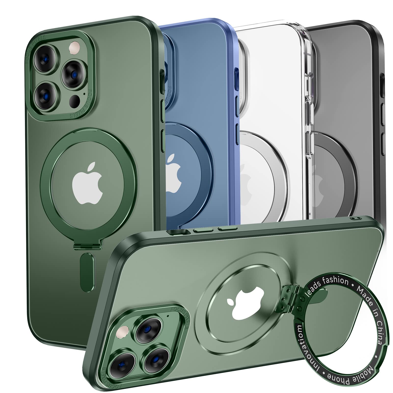 MAGIC JOHN Magnetic Case for iPhone 13 Pro Phone Case[Compatible with  Magsafe] [with Magnetic Mental Stand][Military Grade Shockproof][Anti  Yellowing],Translucent Matte Back with Soft Edge,Green : Amazon.in:  Electronics
