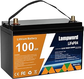 Lithium Battery 12V 100Ah LiFePO4 Battery 6000+ Deep Cycle Rechargeable Batteries for Trolling Motor/Golf Cart/Solar and Wind Power,Lighting,Fish Finder
