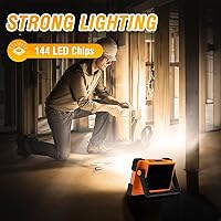 Vista 2 de 120W Solar Rechargeable Work Light, 144 LED 10000LM Led Work Light with 4 Modes, Portable Flood Light with Stand, IP66 Waterproof Outdoor Working