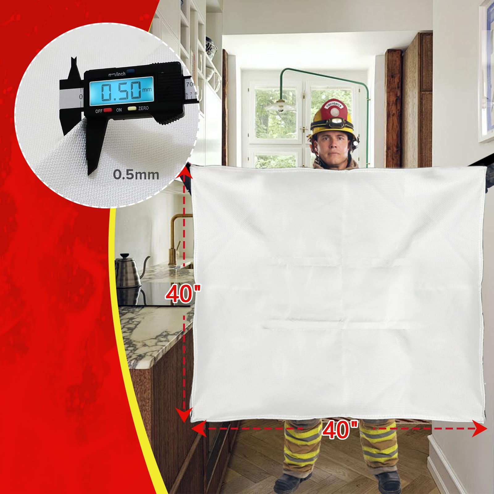 Paquete de 4 Mantas ignífugas – Manta Grande de Fibra de Vidrio para extinción de Incendios – Cobija de Emergencia para Personas – Manta de Seguridad contra Incendios con silbatos de