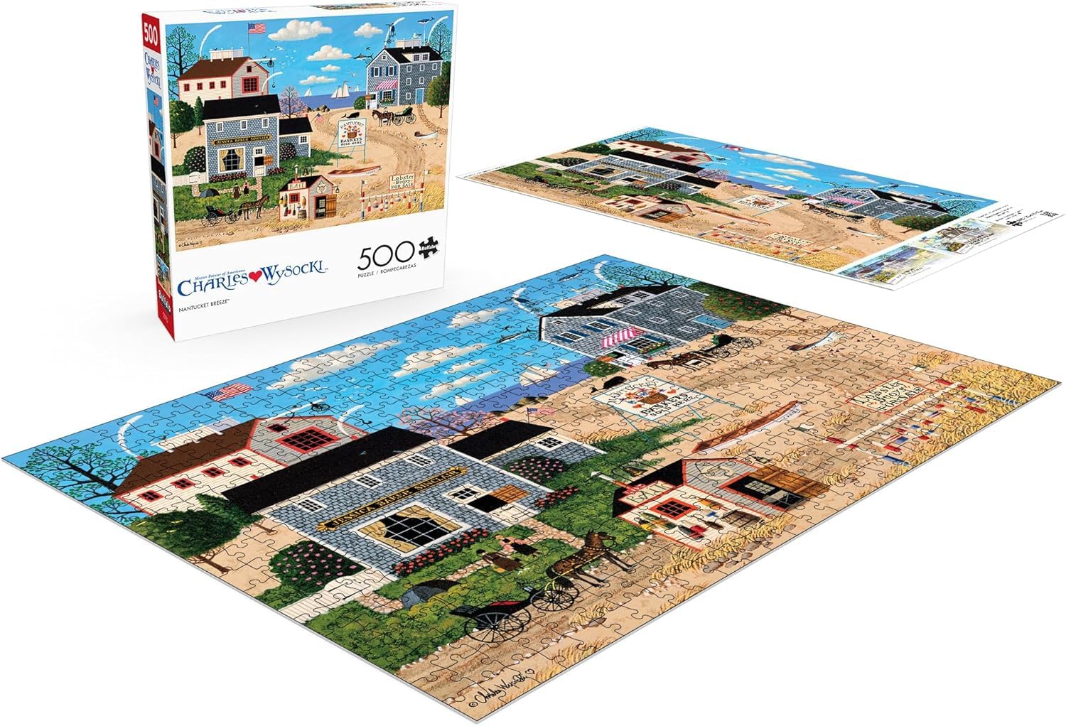 Buffalo Games - Charles Wysocki - Nantucket Breeze - 500 Piece Jigsaw Puzzle, Blue, White - Image 4