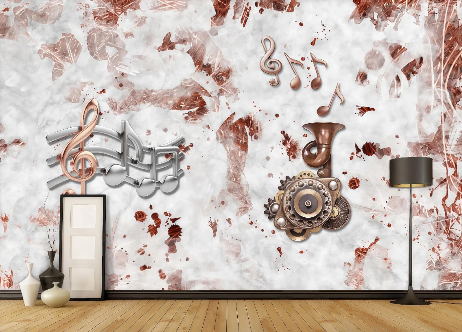 Rskjdghshd 3D Wallpaper Nostalgic Retro Notes Music Theme Bar Drink Shop Western Restaurant Background Wall Mural Afternoon Tea Coffee Shop Wallpaper,,400X280cm