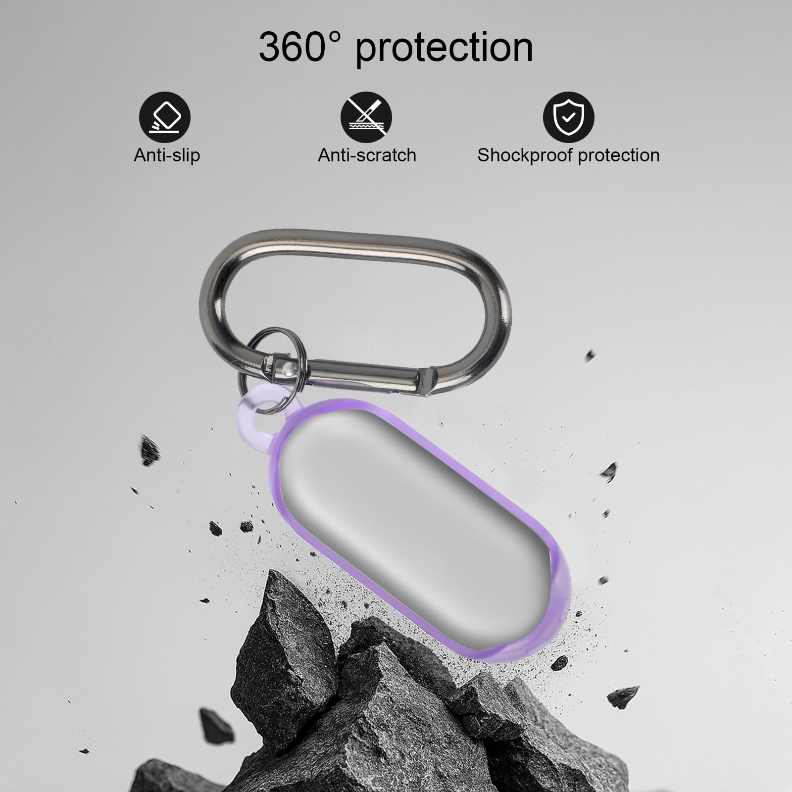 Coque PLAUD NotePin Enregistreur Vocal AI, Étui TPU Souple Protection Portable avec Porte-Clés et Mousqueton (Violet)