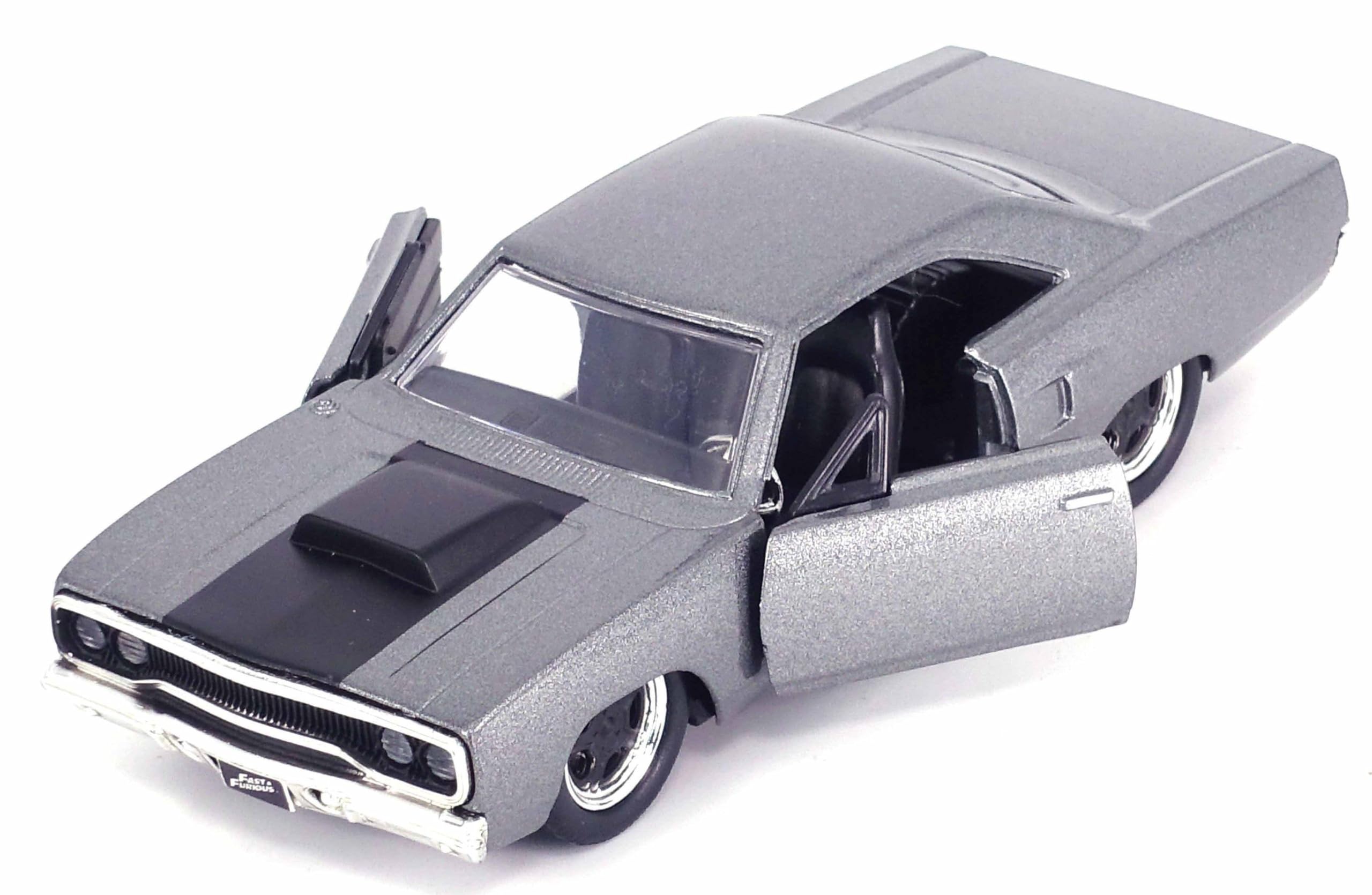 Dom's Plymouth Road Runner Dark Gray Metallic with Matt Black Stripe "Fast & Furious" Movie 1/32 Diecast Model Car